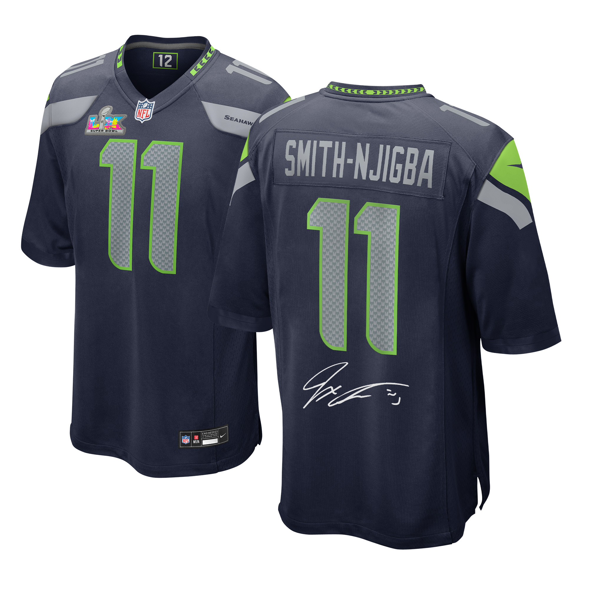 "Jaxon Smith-Njigba Seattle Seahawks signiertes Super Bowl LX Champions College Navy Nike Spieltrikot" Image