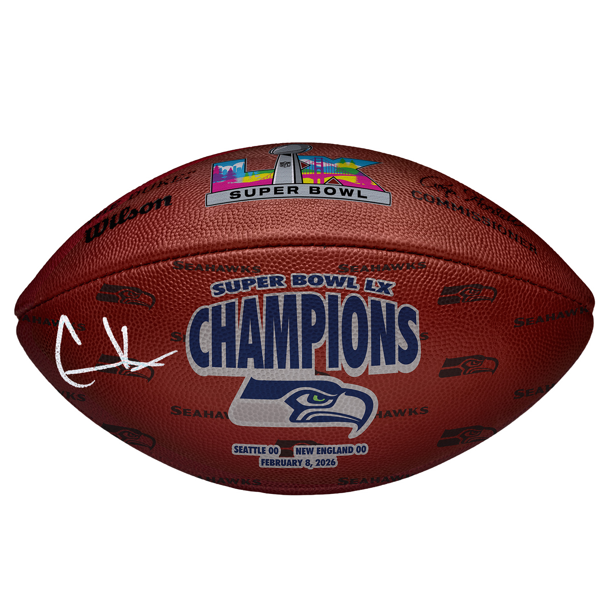 "Cooper Kupp Seattle Seahawks signierter Super Bowl LX Champions Wilson Duke Football" Image