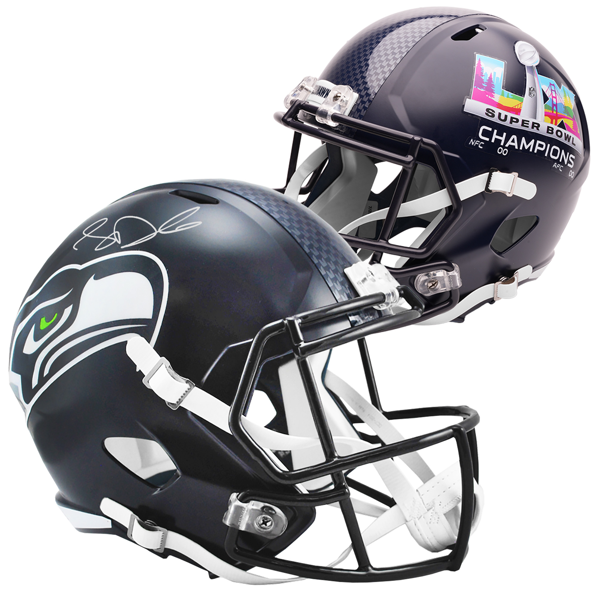 "Sam Darnold Seattle Seahawks signierter Riddell Speed ​​Replica Helm der Super Bowl LX Champions" Image