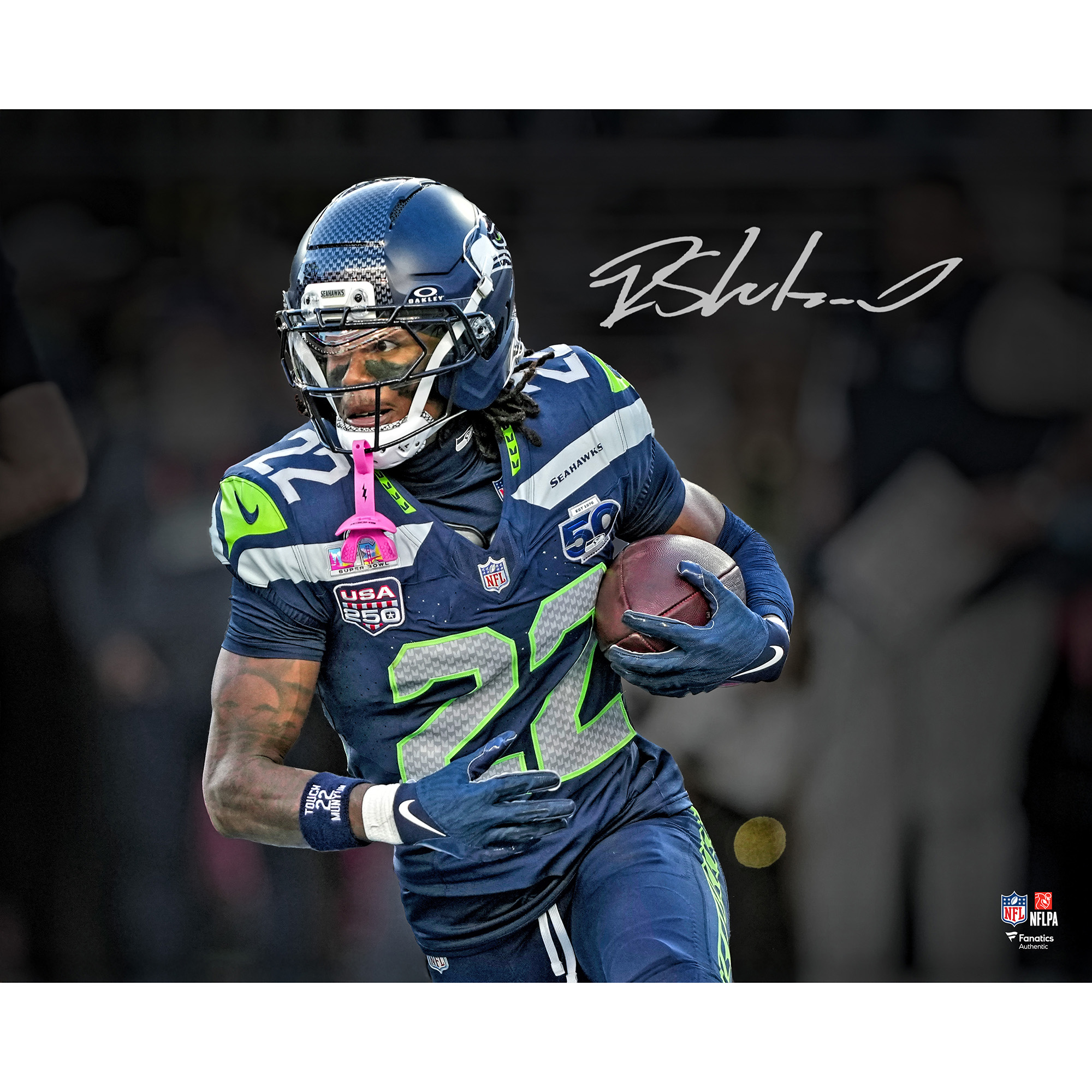 "Rashid Shaheed, Seattle Seahawks, signiertes Foto (16" x 20") der Super Bowl LX Champions" Image