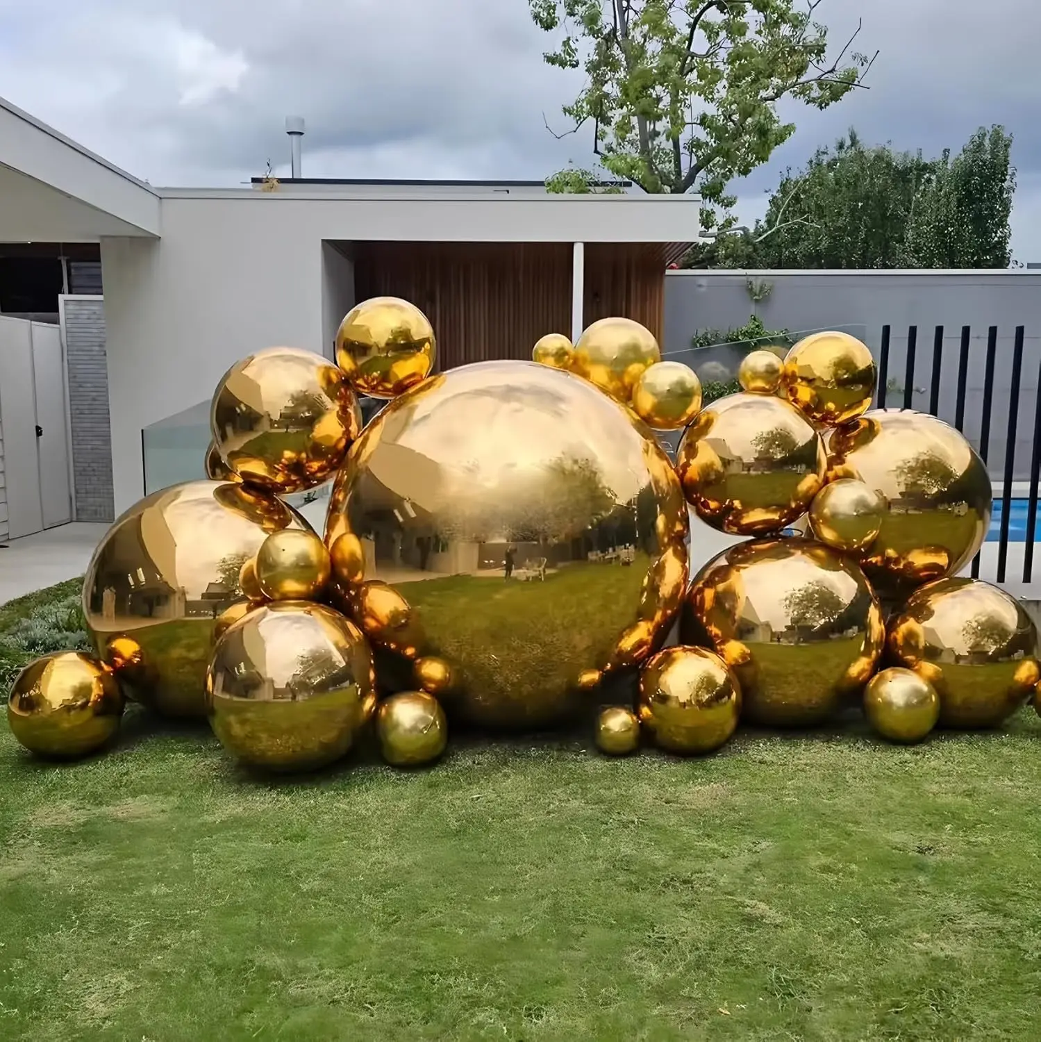 10-70 Zoll Gold 4D Runder Folienballon Riesige 4D Rot Silberfolie Helium Luftballons für Geburtstagsfeier Hochzeit Babyparty Deocr Gl Image