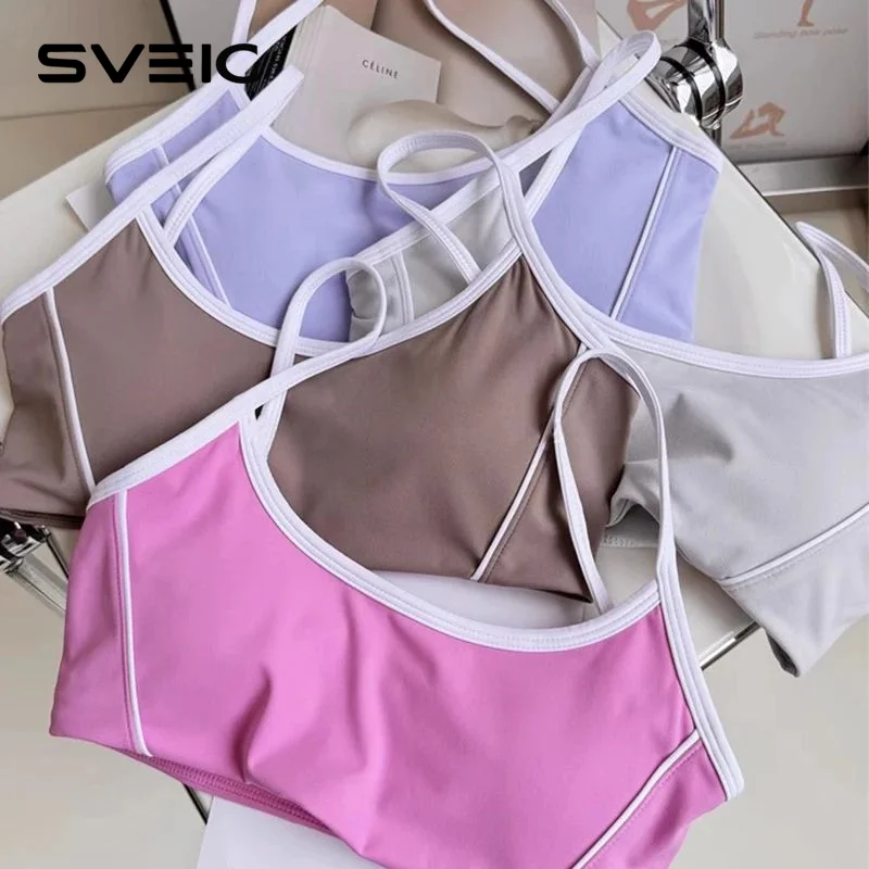 SVEIC Yoga Unterwäsche Sport BH Kontrast farbe Fitness Top Sportswear atmungsaktives Radfahren Training Laufen Training Sport kleidung Image