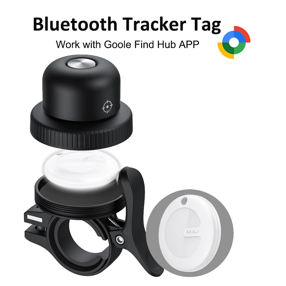 Mili Air Tracker Tag mit Fahrradklingel Mitag Bluetooth Tracker Item Finder Kompatibel mit Google Find My APP (Android) Locator Image