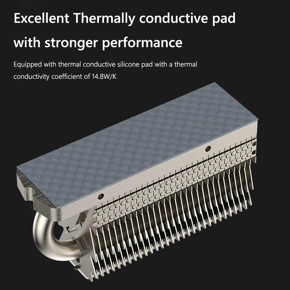 Kühlkörper, Aluminiumflossen, SSD-Kühlkörper, doppelte Bindung, geschweißtes Anti-Schwerkraft-Wärmerohr für M.2 2280 Solid State Drive Image
