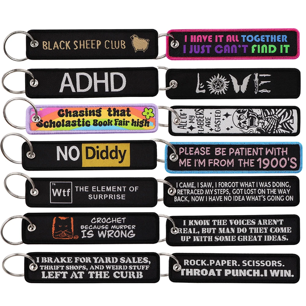 No Diddy bestickte Schlüsselanhänger, Schlüsselanhänger für Auto, Motorräder, Cartoon-Schlüsselanhänger, Männer und Frauen, Halter, Modeschmuck, Accessoires, 1 Stück Image