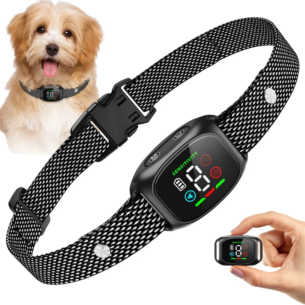 ​Intelligentes wiederaufladbares Anti-Bell-Halsband für Hunde, Vibration, 4 Modi, 8 Empfindlichkeit, IP67, wasserdicht, für kleine, mittelgroße Hunde, 5–15 lbs ​ Image