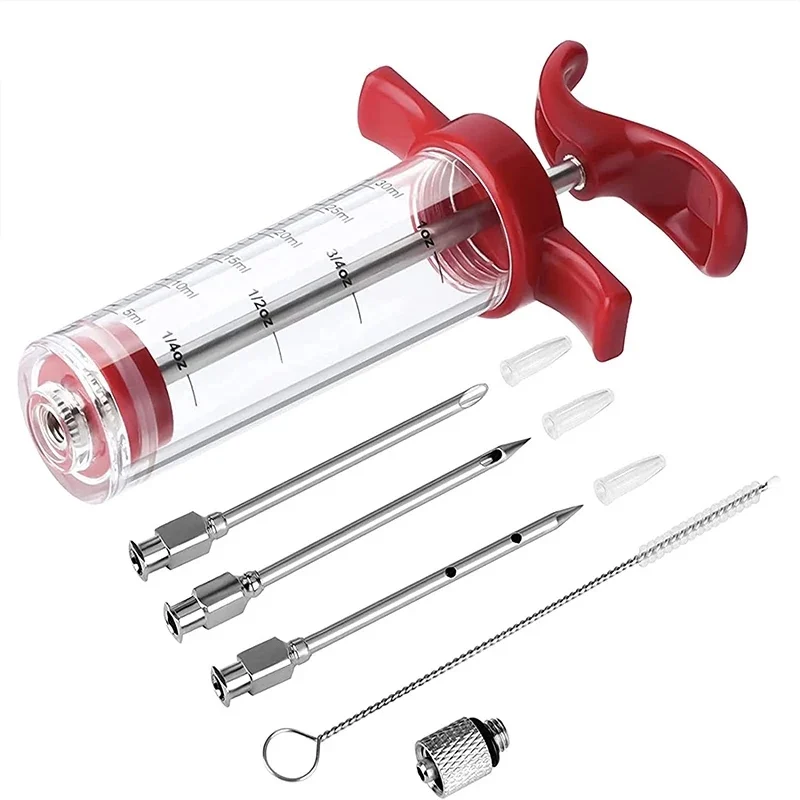 Fleischinjektorspritze mit 3 Marinade-Injektornadeln für BBQ Grill Turkey Injector Kit Marinade Flavour Injector Image