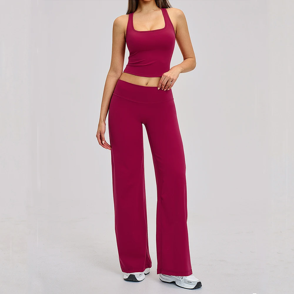 Ensemble de sport 2 pièces pour femme : Soutien-gorge de sport et leggings évasés – Tenue de yoga et de fitness pour l'entraînement