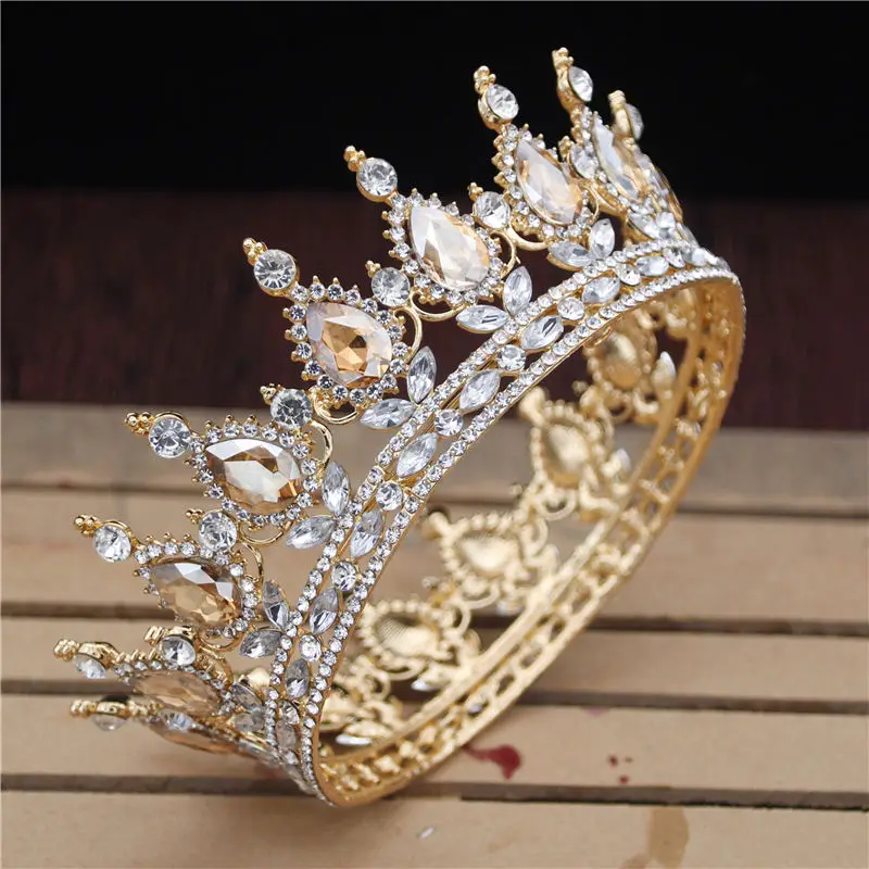Vintage Royal Queen King Tiaras und Kronen für Frauen, Prinzessin, Abschlussball, Hochzeit, Tiaras, runder Diadem, Braut-Haarschmuck Image