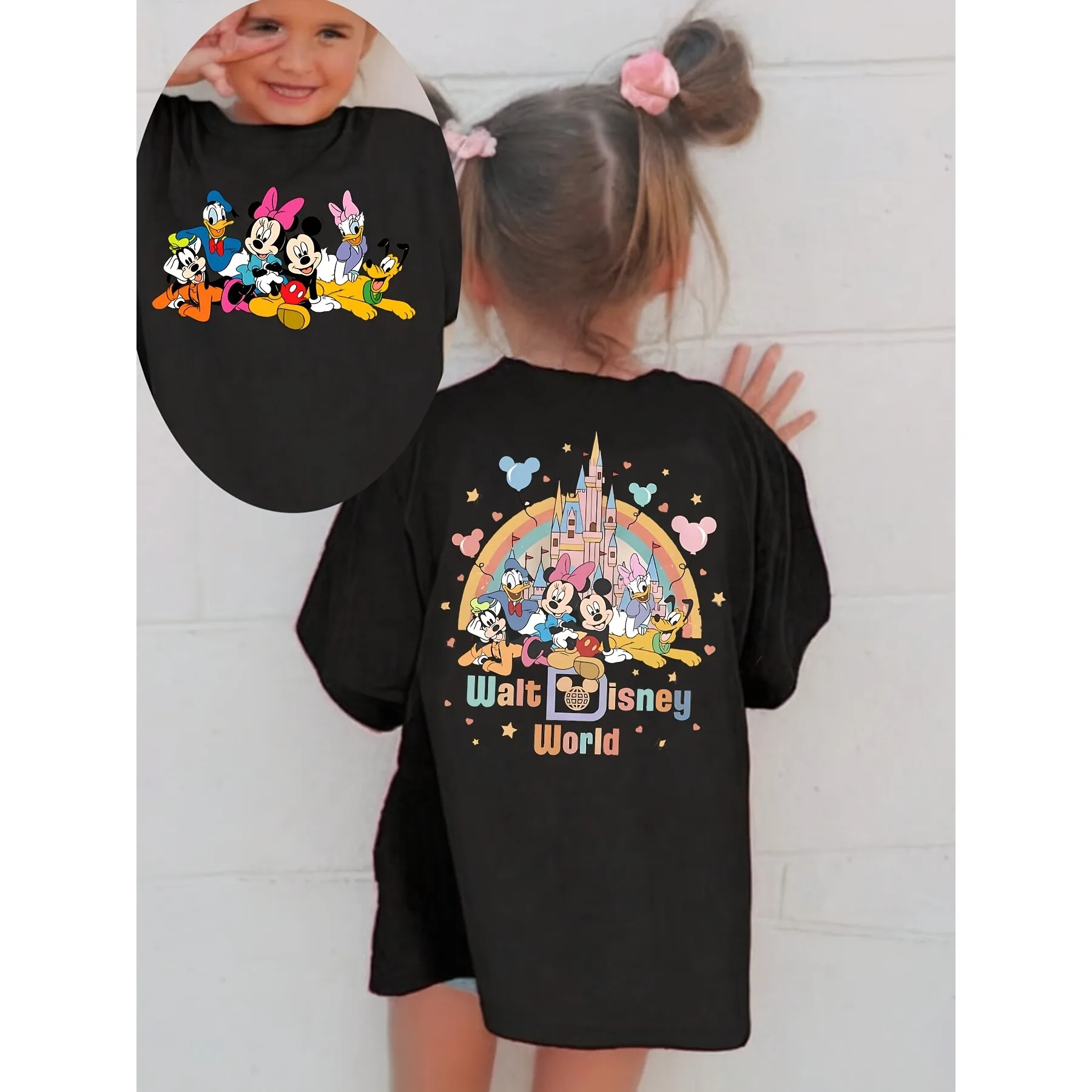 Mickey-Mouse-Cartoon-Figur, Sommer-T-Shirt 2026 aus Baumwolle mit Aufdruck für Kinder und Erwachsene, Familienbegleiter, lässiges, modisches Trend-T-Shirt Image