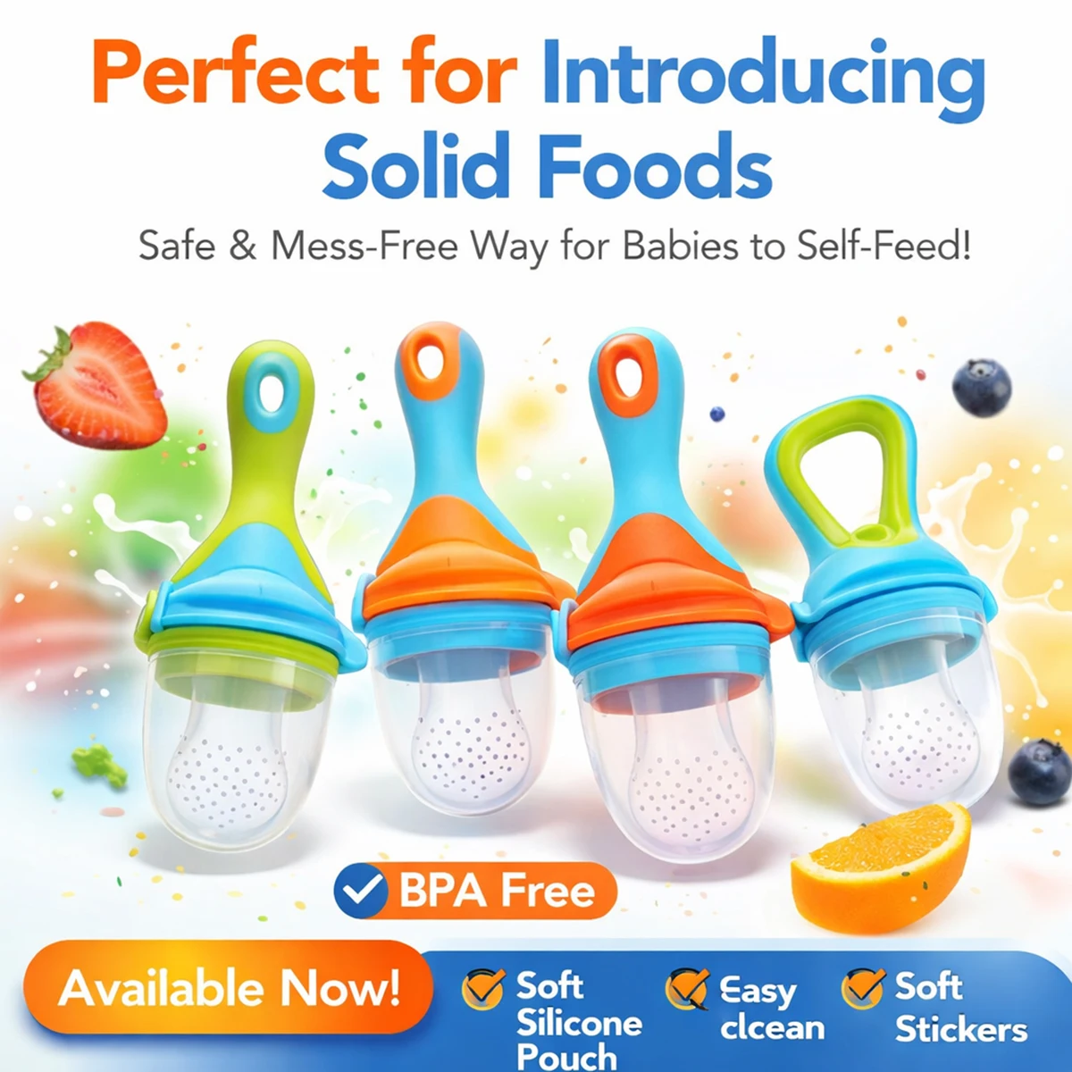 Silikon-Baby-Fruchtsauger, BPA-freier Lebensmittelsauger für frisches Obst, Beißring-Futtersauger für Kleinkinder Image