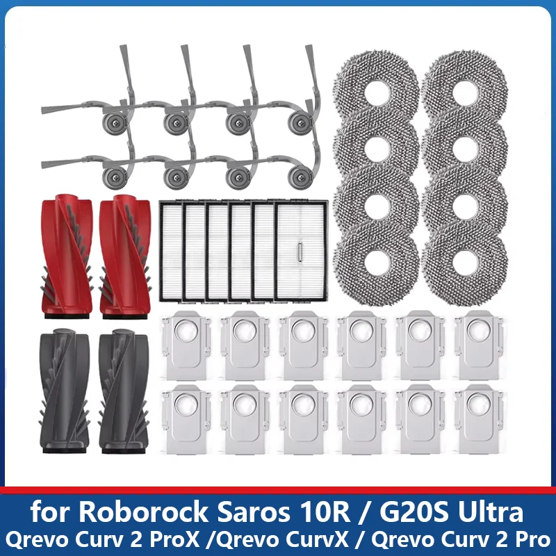 Zubehör für Roborock Saros 10R / G20S Ultra /Qrevo CurvX / Qrevo Cfurv 2 Pro / Qrevo Curv 2 ProX Teile Bürstenfilter Moppbeutel Image