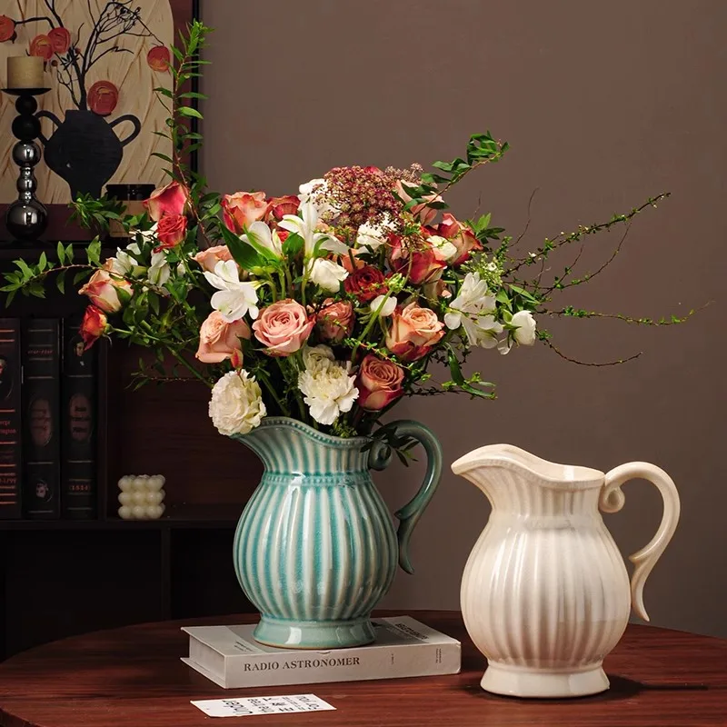 Keramik Vase Nordic Elegante Vase Küche Tisch Dekoration Keramik Blume Flasche Wohnzimmer Ästhetische Ornamente Keramik Artikel Image