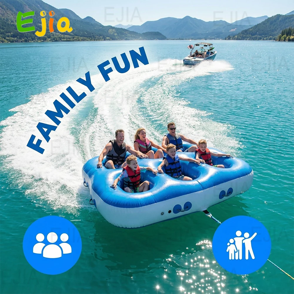 Aufblasbares 5-Personen-Donut-Boot: Schleppbares Wassersport-Sofa für See- und Meeresfahrten – Schwimmender Schleppreifen für Wasserspaß Image