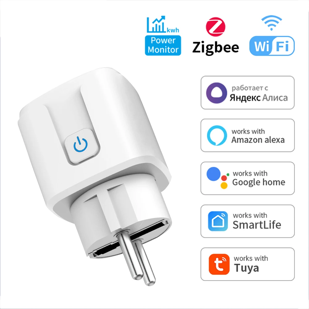Tuya wifi/Zigbee Steckdose 16/20A EU Stecker Smart Power Monitor Fernbedienung Smart Leben APP Stimme mit Alexa Google Hause Alice Image