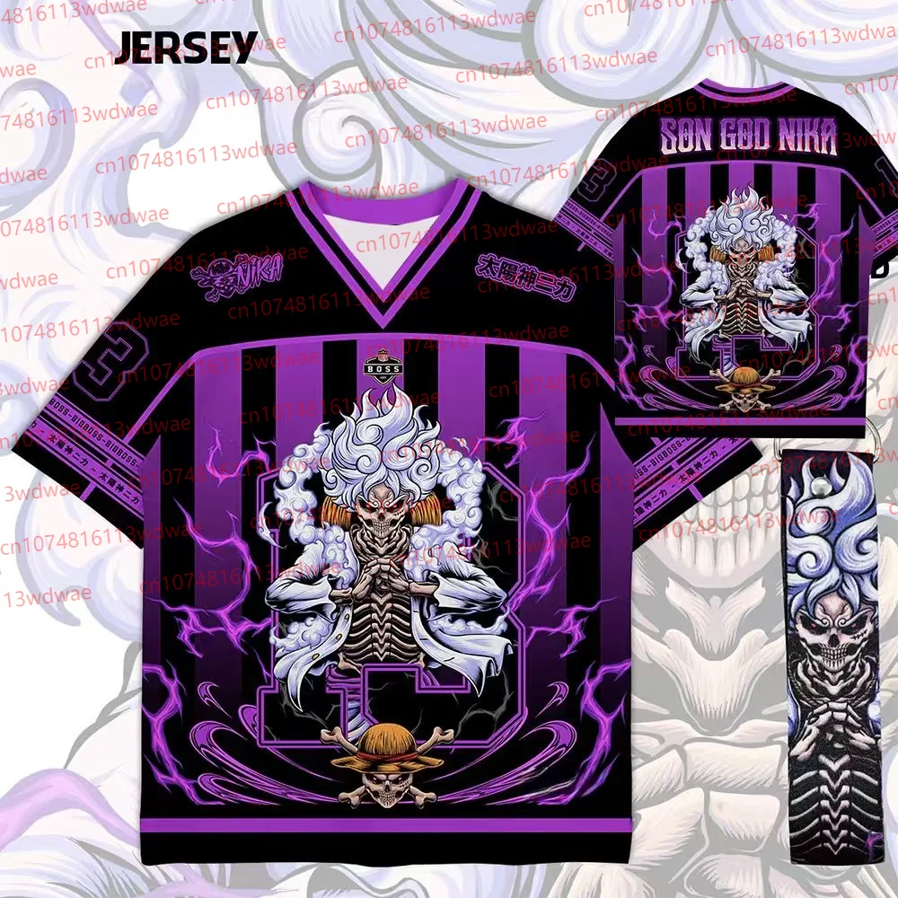 One Piece Jersey Zoro Kurzarm-Poloshirt mit Knöpfen 5 Luffy Anime CosPlay T-Shirt für Erwachsene und Kinder Schnell trocknende Kleidung Image