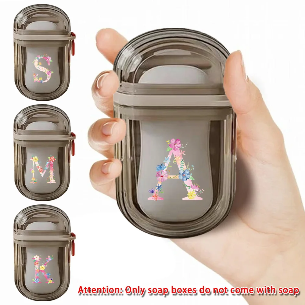 1 stücke Seife Box Tablett Seife Fall Organizer Box Versiegelt Lagerung Box Für Home Badezimmer Reise Initial Name Rosa 26 buchstaben Muster