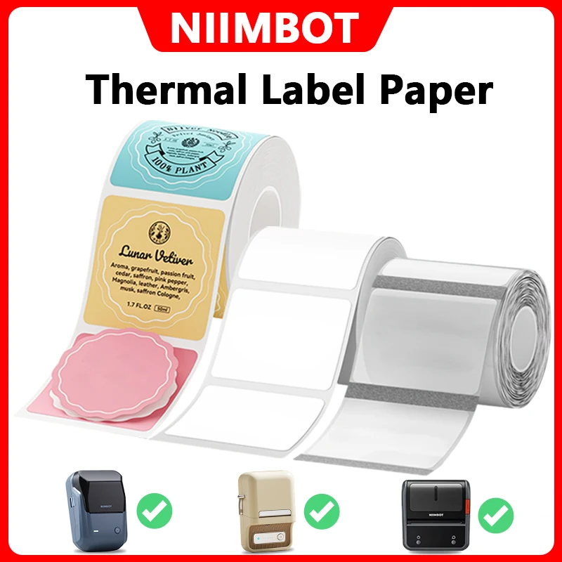 NIIMBOT Thermo-Etikett, Farbe/Weiß/Transparent, selbstklebender Aufkleber, wasserfestes Papier für tragbare Drucker-Etikettendrucker B1 B21 Image