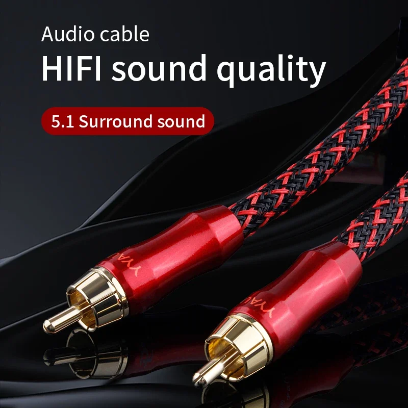 YYAUDIO 4N OFC 75 Ohm Hifi Digitales Koaxial-Audio-Video-RCA-Kabel Hi-End-RCA-Stecker-Subwoofer-Audiokabel 1 m 2 m 3 m 5 m 8 m 10 m Image