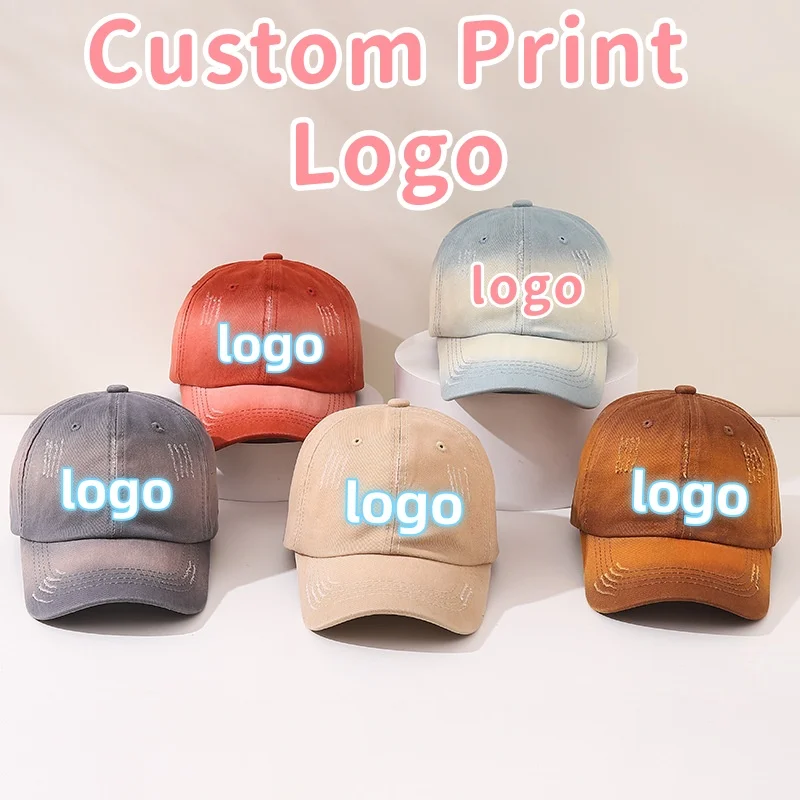 Individuell Bedruckte Logo-Baseballkappen mit Farbverlauf für Kinder, Freizeit-Sporthüte für Jungen, Sonnenschutz-Schirmmützen für Mädchen Image