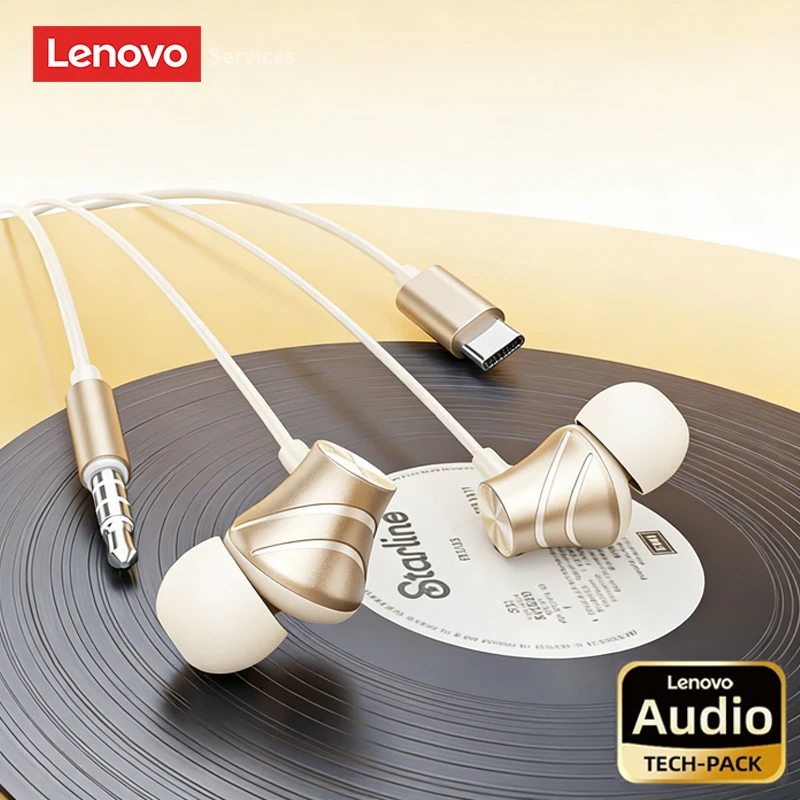 Lenovo Wired Kopfhörer 3,5 mm Type C Semi-in-Ohrhörer für Xiaomi Samsung Huawei Mobiltelefone Tablets Desktops Laptops Kopfhörer