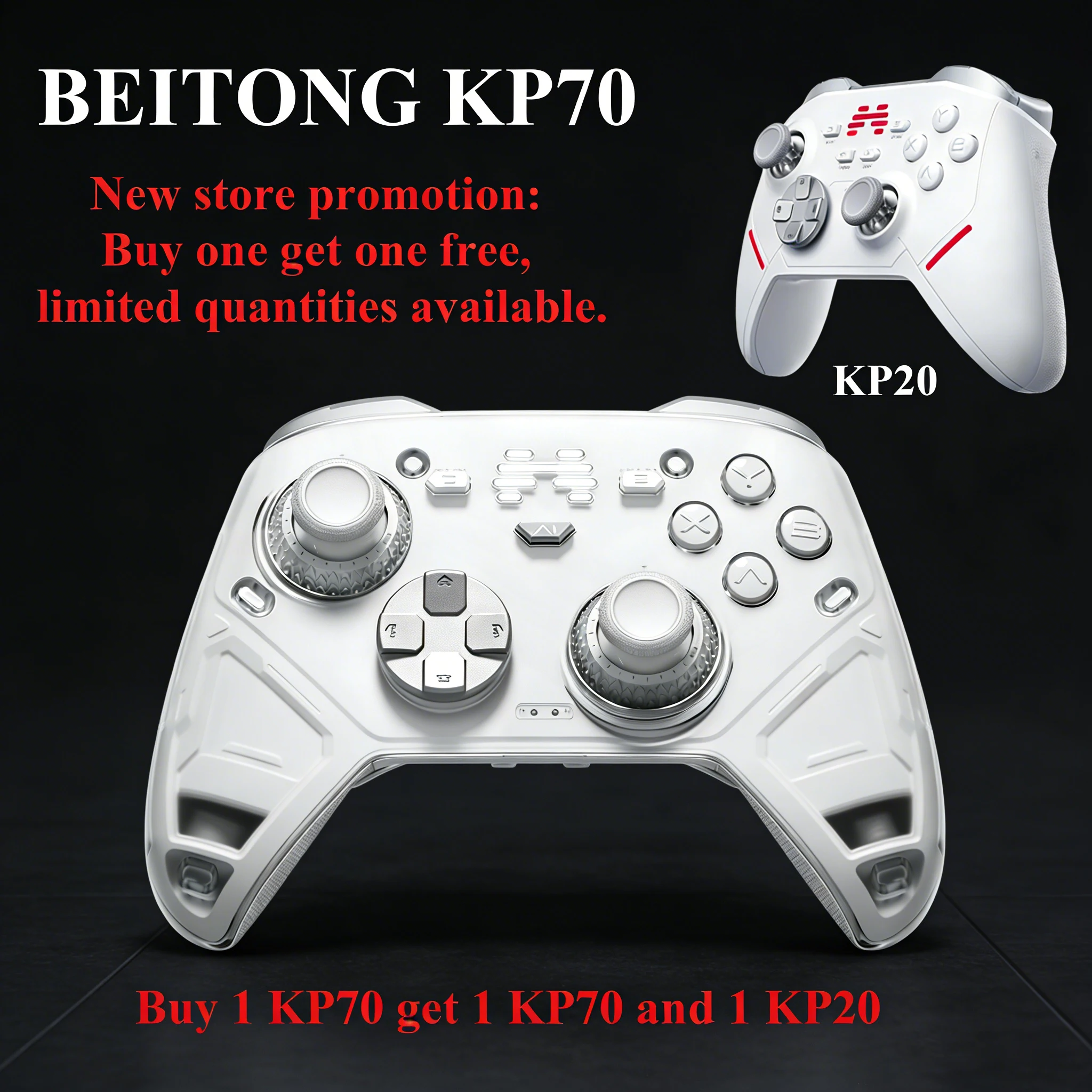 BEITONG Kunpeng 70 KP70 Wireless Game Controller, Dual Auto-Sense Trigger Gamepad für Nintendo Switch/PC/iOS/Android/Steam Image
