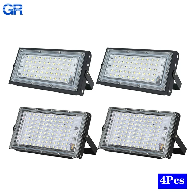 4 teile/los LED Flutlicht 100 W IP65 Wasserdicht 50 W 110 V 220 V Scheinwerfer Outdoor Flutlicht Led straße Lampe für Garten, Garage, Hof