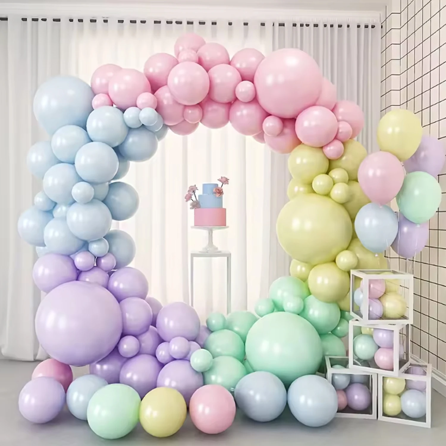 105-teiliges Macaron-Ballonkranzbogen-Set, geeignet für die Dekoration wie Hochzeiten, Geburtstage, Partys usw Image