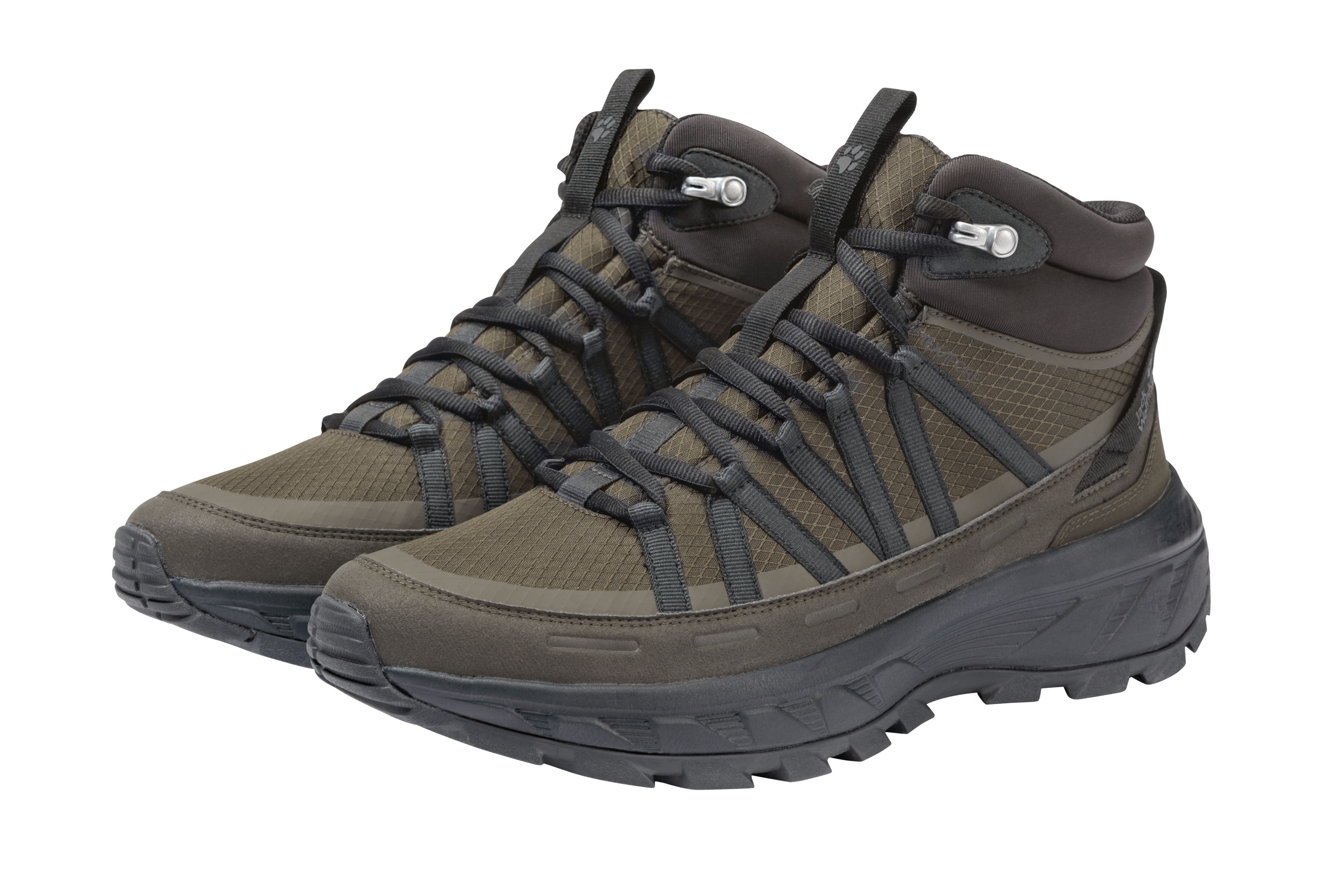 Wanderschuh JACK WOLFSKIN "WILD HIKE TEXAPORE MID M", Herren, Gr. 46, obsidian moss, Synthetik, Schuhe Wanderschuh, wasserdicht, Trekkingschuh