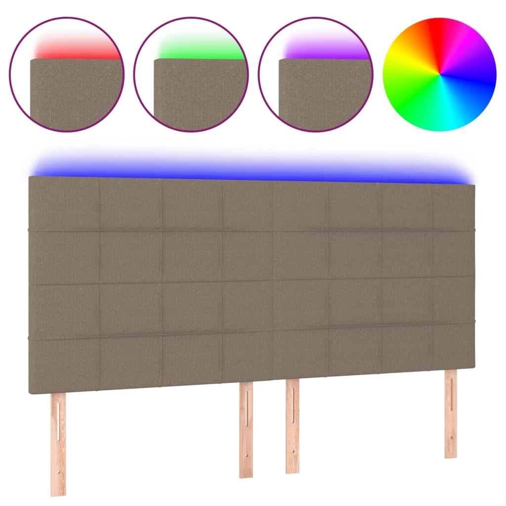 vidaXL LED Kopfteil Taupe 200x5x118/128 cm Stoff Image