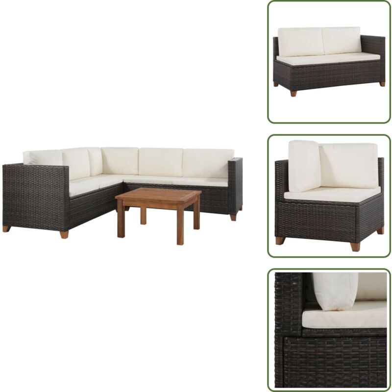 Cuscini Per Divano - Vidaxl Set Divani Da Giardino 4 Pz Con Cuscini In Polyrattan Marrone - Divano In Polyrattan