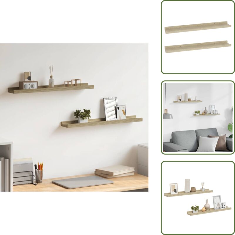 Mensole Sospese - Vidaxl Mensole Da Parete 2 Pz In Rovere Sonoma 60x9x3 Cm - Mensole Per Interni