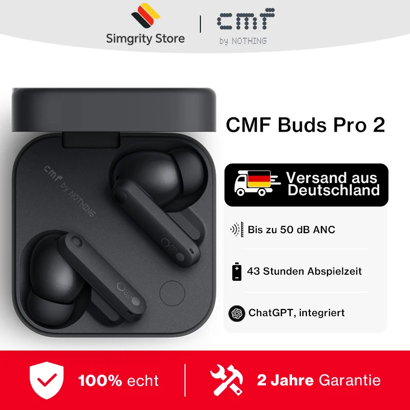 Drahtloser Bluetooth-Kopfhörer CMF Buds Pro 2 mit 50 dB Hybrid Active Noise Cancellation 6 HD MICS IP55 Bluetooth 5.3 Image