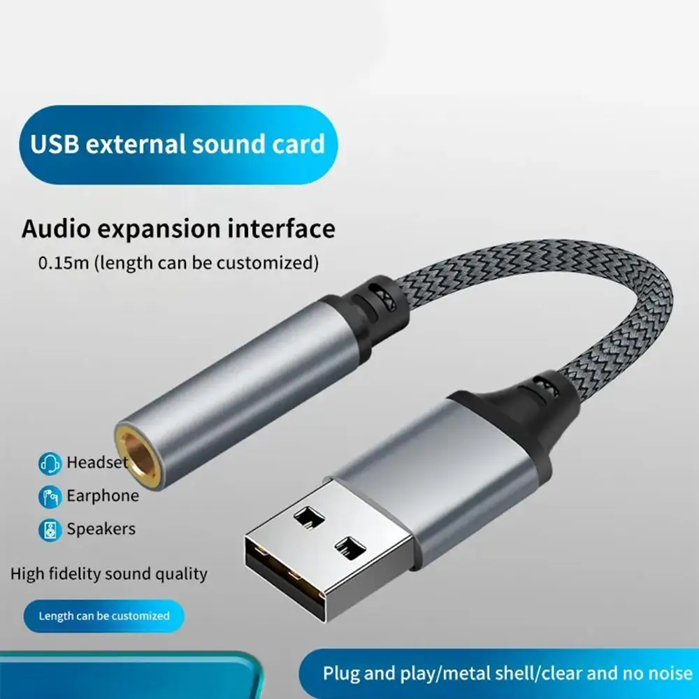 0,15m USB-A-Stecker auf 3,5mm-Buchse Audio-Adapter mit Externer Stereo-Soundkarte für PS4 PC Laptop Kopfhörer Mac Image