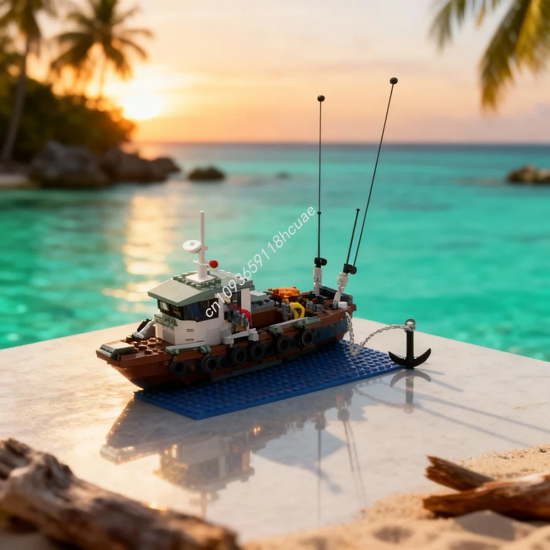 263-teiliges MOC-Boot Altes Fischerboot-Modell Bausteine Architektur Zusammenbau Weihnachtsgeschenke DIY-Spielzeug Kreative Idee Bildung Image