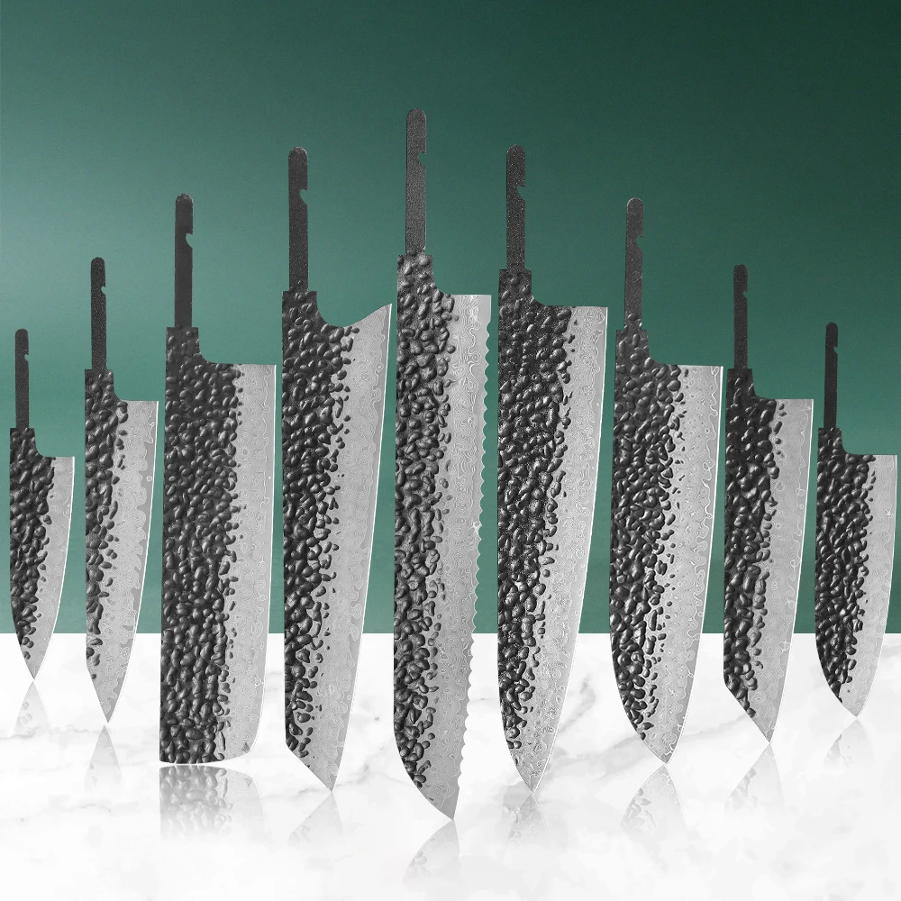 DIY Japanischer Klassischer Stil Handgeschmiedete Kochmesser Rohklinge Full Tang Damaszener Stahl Küchenmesser Herstellungswerkzeug Handgefertigtes Messer Image