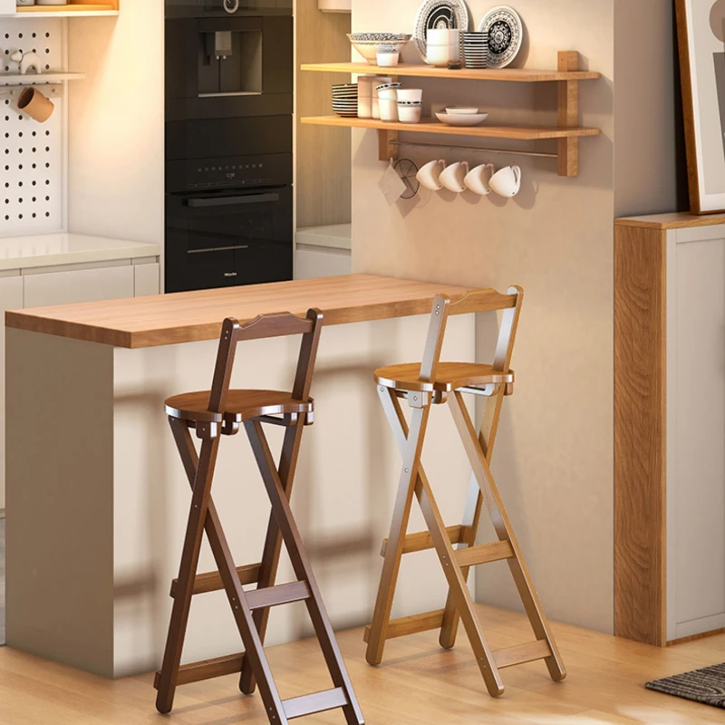 Kleiner Bambus-Esszimmerstuhl, faltbarer Kunsthocker, multifunktionaler Barstuhl, einfacher und stabiler hoher Fußhocker Image