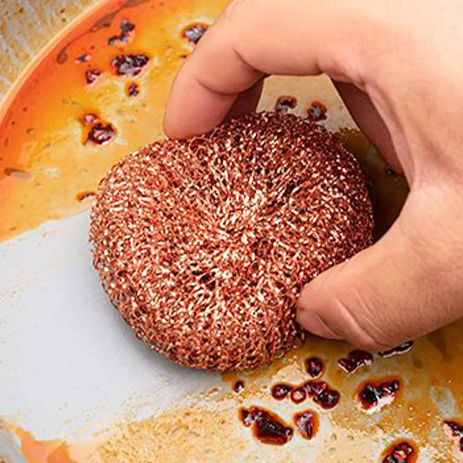 2 Stück Küchen-Schrubberschwämme, Kupfer-Geschirrspülbürste, Draht-Topfreiniger, Reinigungszubehör, Geschirrspülschwamm Image