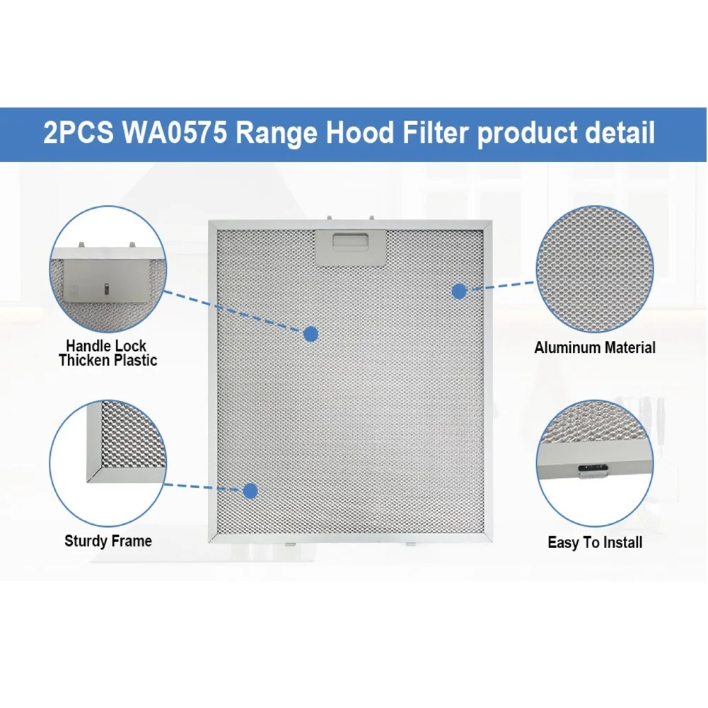 WA0575 Dunstabzugshaubenfilter 2er-Set für Vissani 30-Zoll-Pyramiden-Wandmontagemodelle Aluminium-Gitter Fettabscheider-Filter Image