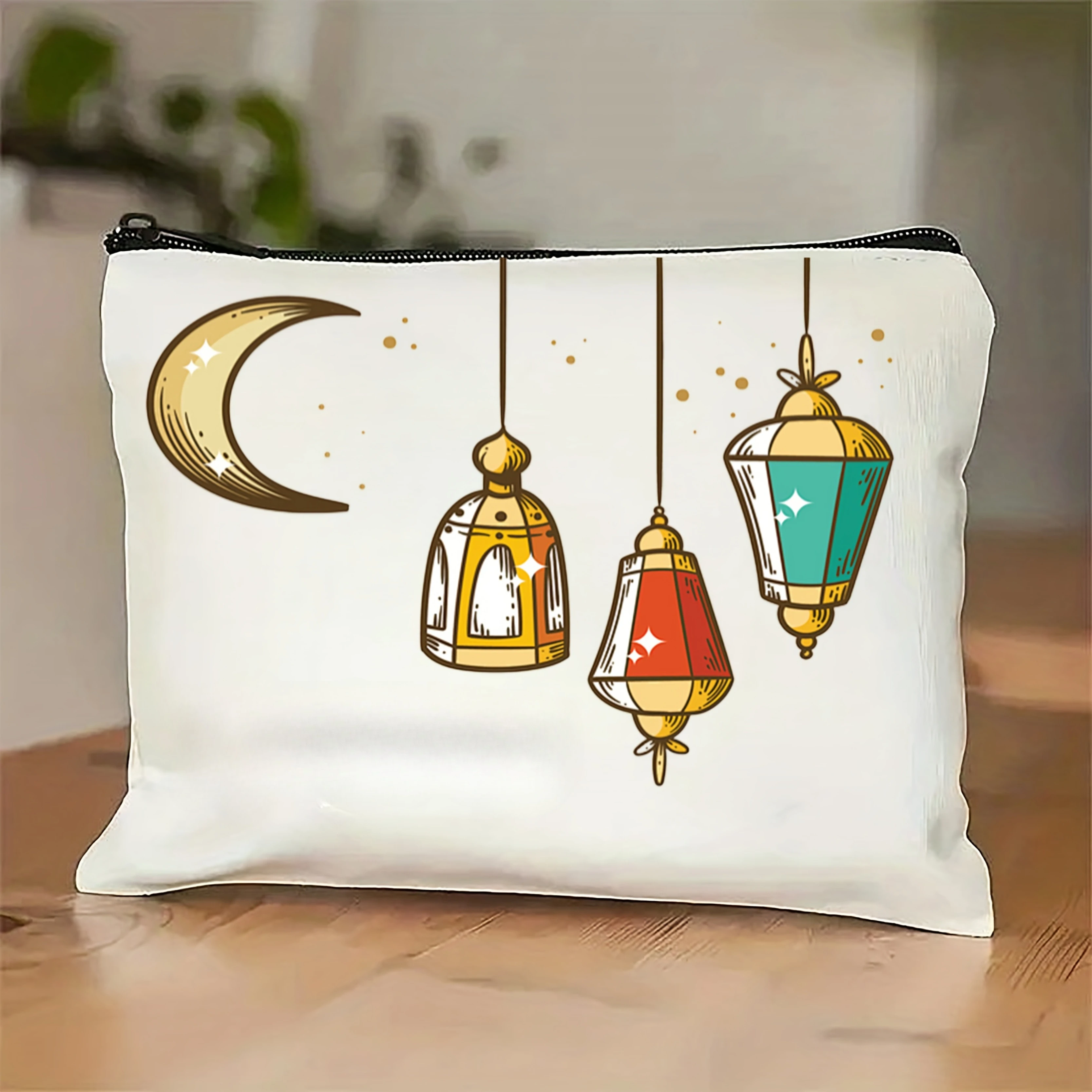 Ramadan Kosmetiktasche Beige Reißverschluss-Aufbewahrungstasche Eid-Geschenke Eid Mubarak Geschenktaschen Ramadan Ramadan-Geschenk Kosmetiktasche für Muslime Image