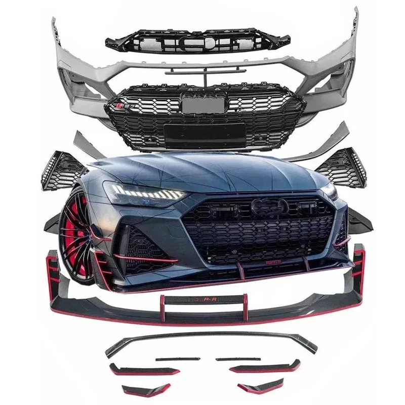 Volle Body Kit Für A7 2019-2021 Upgr RS7 Front Stoßstange Hinten Stoßstange Seite Rock Vorne Lip Klassische Auto teile Image