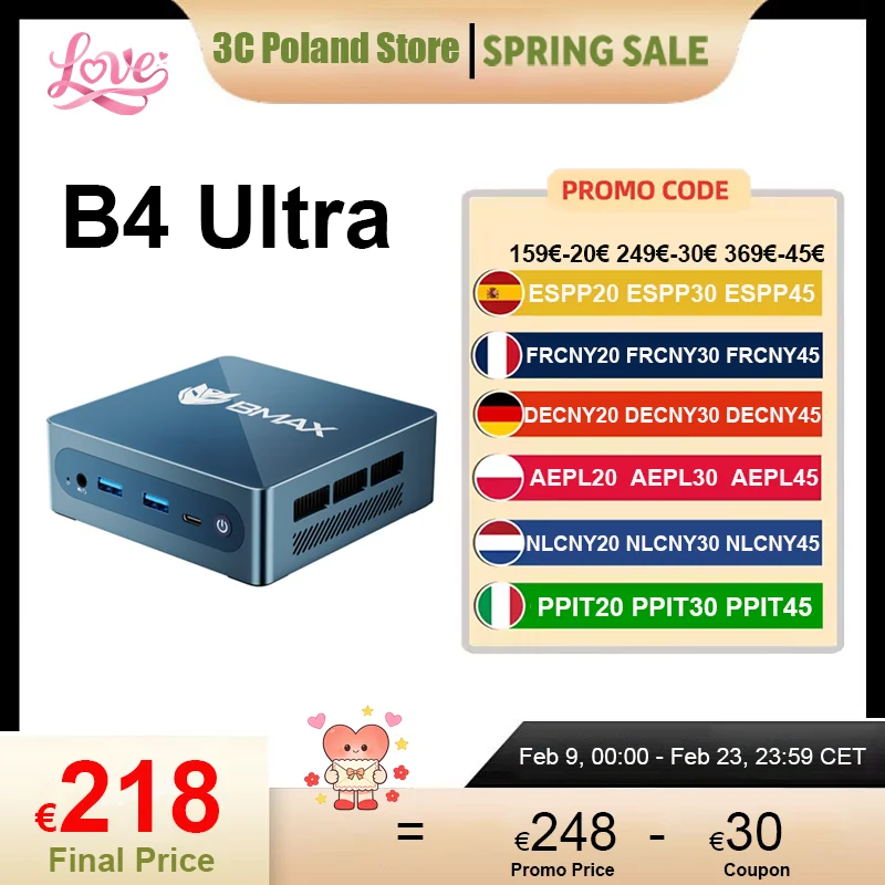 BMAX B4 Ultra Mini PC Windows 11 PC Intel N150 12 GB 512 GB SSD 2*HDMI 1*Typ-C Unterstützt 4K@60Hz 1000 MHz Gaming-Mini-PC