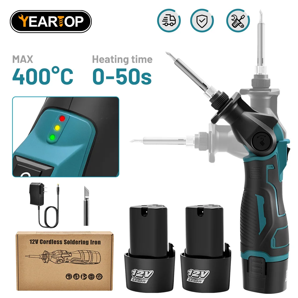 Elektrischer Lötkolben, einstellbare Temperatur, konstante tragbare intelligente schnelle Heizung, digitale Schweißstation, 30 W, für 12-V-Batterie lötkolben lötkolben akku Image