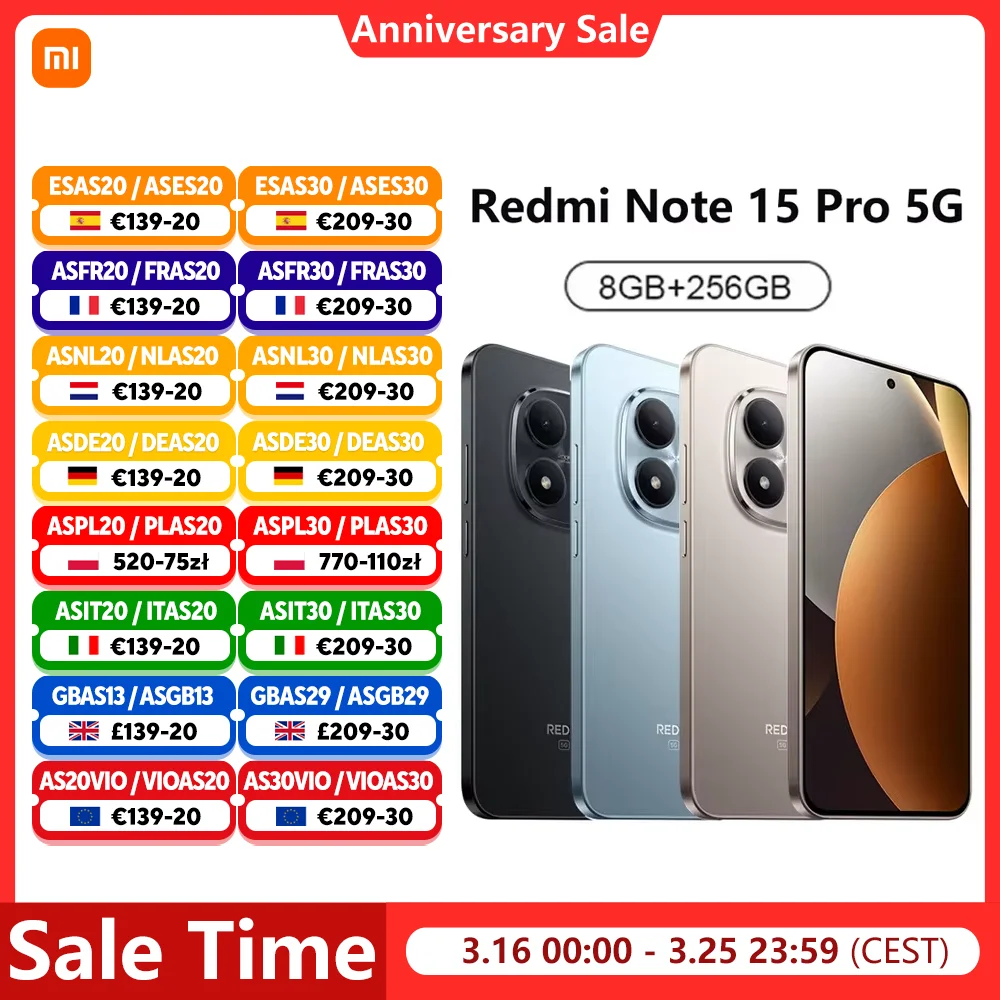 Xiaomi Redmi Note 15 Pro 5G Smartphone MTK Dimensity 7400-Ultra 6.83"120Hz Display 200MP Camera 45W Charge 6580mah Battery NFC Image