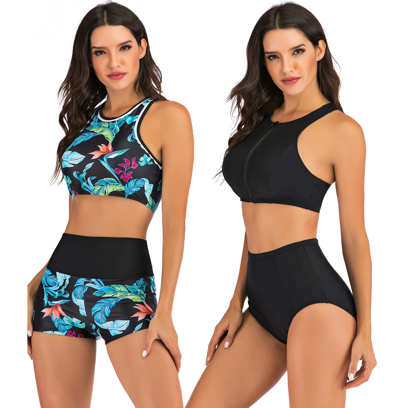 Sportliche 2-teilige Tankini-Badeanzüge für Damen mit Shorts, Bade-Tanktops mit Sport-BH und Boyshorts Image