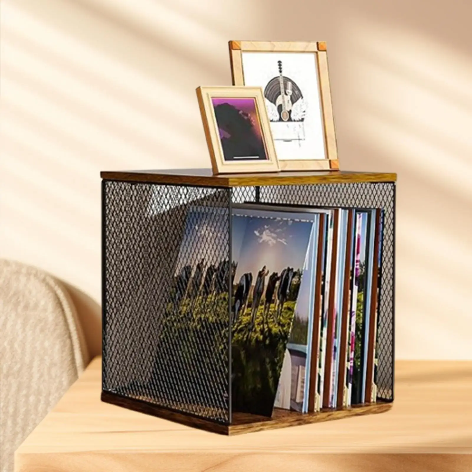 Stapelbarer Schallplattenhalter aus Vinyl, klassischer Album-Aufbewahrungs-Organizer, hochwertige Metallbox für die Wohnzimmerdekoration Image