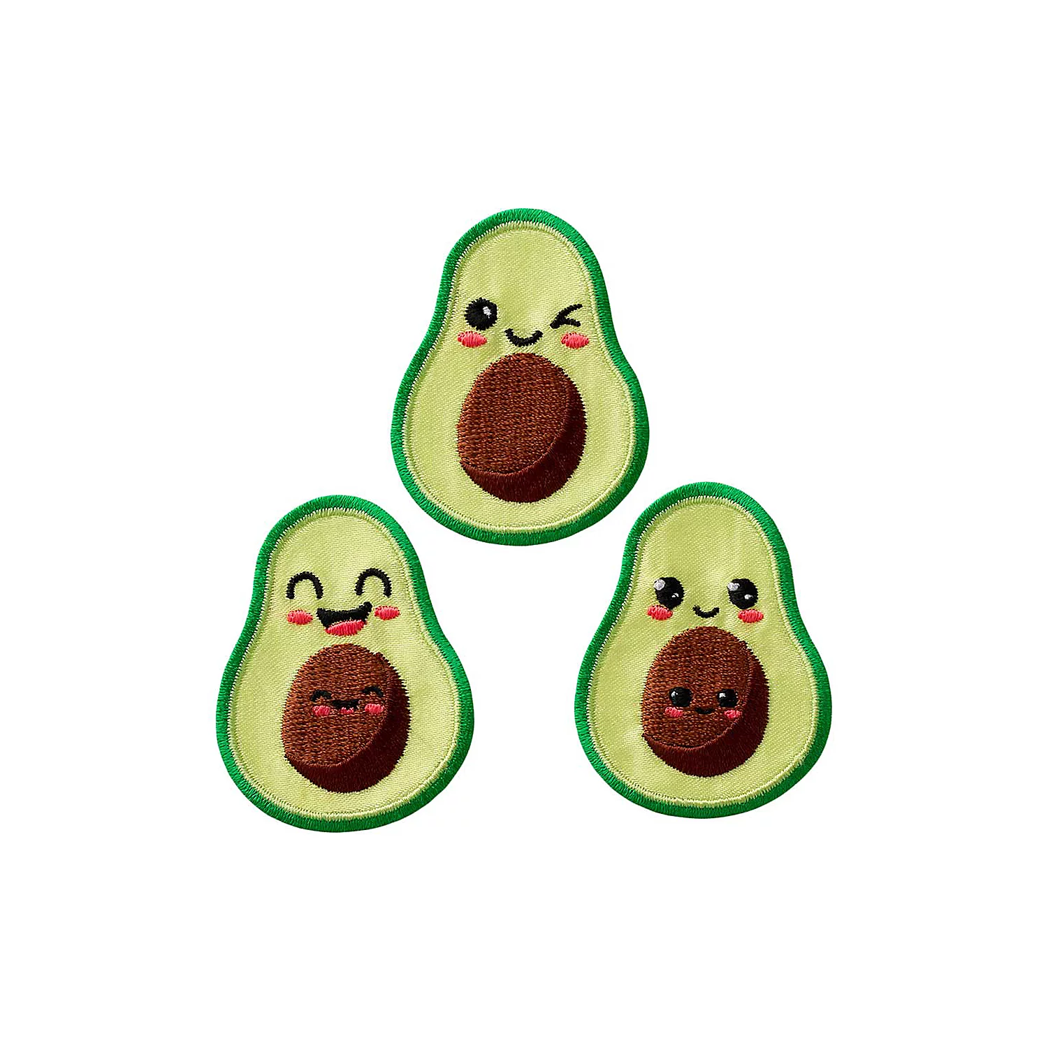 buttinette Applikationen Happy Avocado, Größe: 4,1 x 5,4 cm, Inhalt: 3 Stück Image