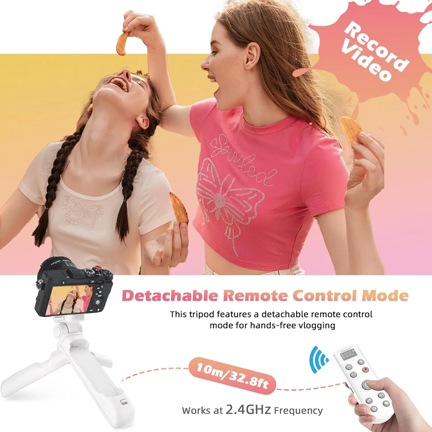 Weiß für Sony wiederaufladbare Vlogging Shooting Grip Stativ drahtlose Kamera-Fernbedienung mit OLED-Bildschirm für A7C A6100 A9III A1 Image