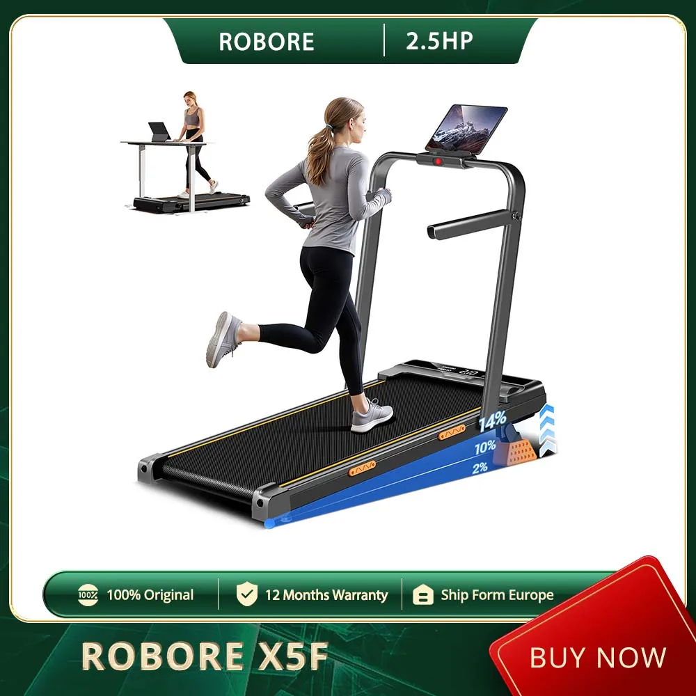 ROBORE X5F Faltbares Laufband mit 14% Steigung, 10km/h Höchstgeschwindigkeit, 2,5 PS Leiser Motor, 150kg Belastbarkeit, 3-Stufen-Steigung, LED & Fernbedienung Image