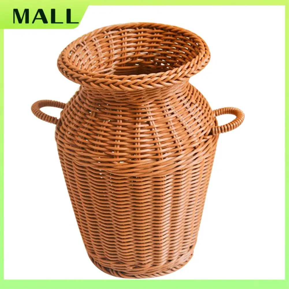 MALL Nachahmung Rattan Gewebte Vase Kunst Vase Tisch Dekoration Pflanzen Blumentopf Faddish Blume Rattan Handwerk Für Wohnkultur